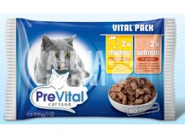 Prevital Alutasakos Macskaeledel Csirke-Lazac 4X100gr