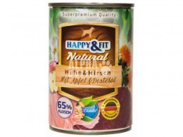Happy&amp;Fit Natural Huhn&amp;Hirsch mit Apfel&amp;Distelöl 400g