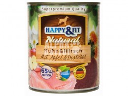 Happy&amp;Fit Natural Huhn&amp;Hirsch mit Apfel&amp;Distelöl 800g