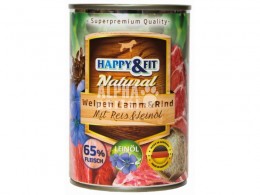 Happy&amp;Fit Natural Welpen Lamm&amp;Rind mit Reis&amp;Leinöl 400g