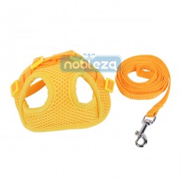 UV sárga mellény és póráz szett "M" méret 1.5cmx120cm; 1.5cmx30-50cm