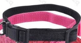 Fekete bőr hatású nyomott mintás nyakörv, Sz2.0cm x30-50cm