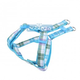 Kék kockás mintás textil kutyahám "M" méret, 2.0cm x 40-60cm