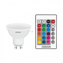 Osram GU10 LED Star+ 4,5W 250lm RGBW, távirányítóval szabályozható 120° - 25W izzó helyett