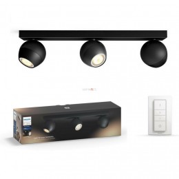 Philips 50473/30/P7 Buckram Hue spot , fekete 3xGU10 + 5,5W GU10 Hue White Ambiance 2200-6500K