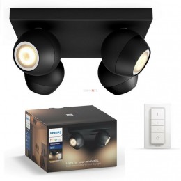 Philips 50474/30/P7 Buckram Hue spot , fekete 4xGU10 + 5,5W GU10 Hue White Ambiance 2200-6500K