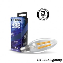 INESA INESA E14 4W Filament LED gyertya izzó 2700K G3 430Lm