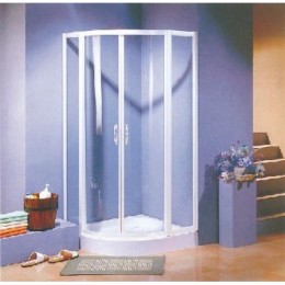 80x80x180cm sarok zuhanykabin íves 2 tolóajtóval, 5 mm-es biztonsági üveggel B2580W