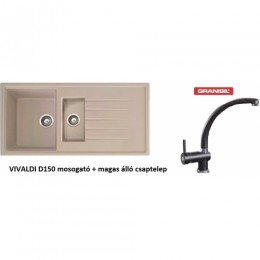 GRANISIL gránit mosogatótálca VIVALDI D-150 1 1/2C 1E +magas álló csaptelep --