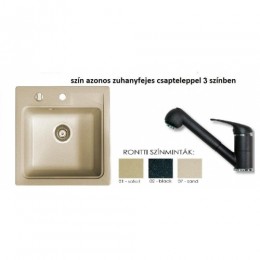 MARMORIN ISAO 1C gránit mosogatótálca + kihúzhatófejes csaptelep