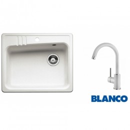 Blanco Lago Mosogatótálca + MIDA SILGRANIT álló mosogató csaptelep+szifon --