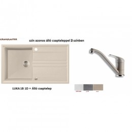 GRANMASTER LUKA 1B 1D gránit mosogató + álló csaptelep --