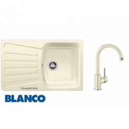 BLANCO NOVA 45S Silgranit mosogató dugókiemelő nélkül jázmin+BLANCO MIDA SILGRANIT®-Look mosogató csaptelep jázmin