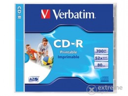 Verbatim CD-R 700 MB, 80min, 52x, normál tok, szélesen nyomtatható, matt,"ID"