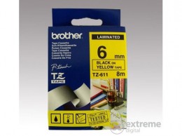 Brother 6 mm-es szalag sárga alap/fekete betű