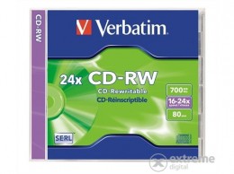 Verbatim CD-RW 700 MB, 8-10x újraírható normál tokban