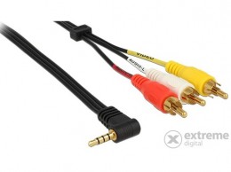 Delock 84504 kábel sztereo jack 3.5 mm 4 pin apa, forgatott > 3 x RCA apa, 1,5 m