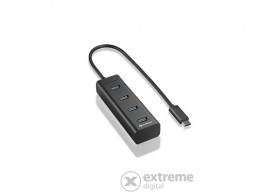 Sharkoon 4 portos USB3.0 Type C aluminium Hub, fekete