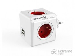 ALLOCACOC Powercube hálózati elosztó (4 aljzat), fehér-piros