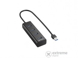 Sharkoon aluminium 4 portos USB3.0 Hub, fekete (4044951016976)