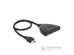 Delock HDMI Switch kábellel, 3x HDMI in 1x HDMI out