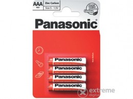 Panasonic Red Zinc R03R-4BP AAA mikro 1.5V cink-mangán tartós elemcsomag (4db)