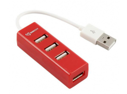 SBOX H-204R 4 portos USB Hub,piros