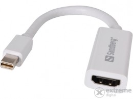 SANDBERG Mini DisplayPort 1.2 apa/HDMI 1.4b 4K30 anya átalakító, fehér