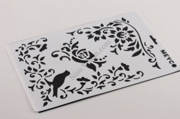 Virágok madárral tortastencil