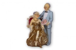 Idős pár (ülő) tortadísz házassági évfordulóra