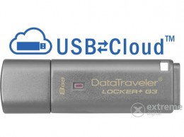 Kingston DataTraveler Locker+ G3 8GB USB 3.0 fémházas pendrive, ezüst (DTLPG3/8GB)