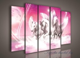 Consalnet Vágtázó pegazusok, 5 darabos vászonkép, 150x100 cm méretben