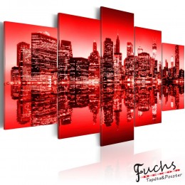 ArtGeist sp. z o o. Kép - Vörös izzás át New York - 5 db