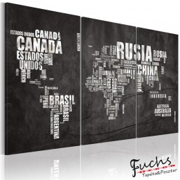 ArtGeist sp. z o o. Kép - Map of the World (spanyol nyelvű) - triptych