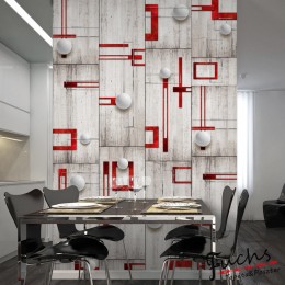 ArtGeist sp. z o o. Fotótapéta - Concrete, red frames and white knobs