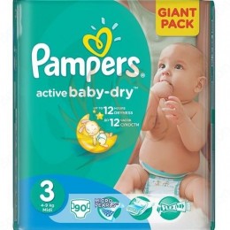 PAMPERS Active Baby -Dry pelenka midi 90-db-os 3