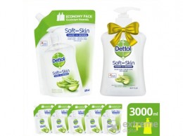 DETTOL pumpás folyékony szappan utántöltő Aloe Vera, 6x500ml