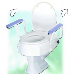 Altia állítható magasságú wc magasító, fedéllel és felhajtható karfával (8,5cm, 12,5cm, 16,5cm) 100kg-ig