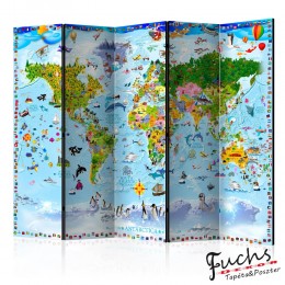 ArtGeist sp. z o o. Paraván - World Map for Kids II [Room Dividers]