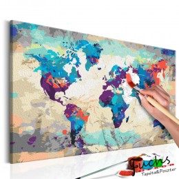 ArtGeist sp. z o o. Kifestő - World Map (Blue &amp; Red)