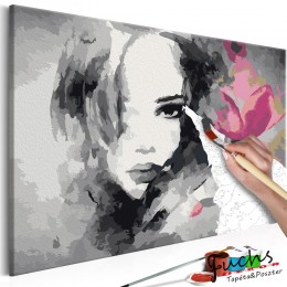 ArtGeist sp. z o o. Kifestő - Black &amp; White Portrait With A Pink Flower