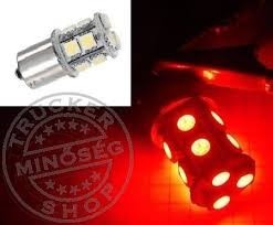 TruckerShop LED IZZÓ 12V BA15s 13 SMD LED TORONY piros 21W