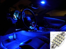 TruckerShop LED IZZÓ 12V SZOFITA 16 smd LED 36mm KÉK