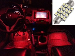 TruckerShop LED IZZÓ 24V SZOFITA 16 smd LED 31mm PIROS