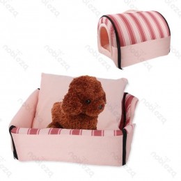 Fekhellyé alakítható beltéri kutyaház, pink színben, 60 x 45 x 50 cm