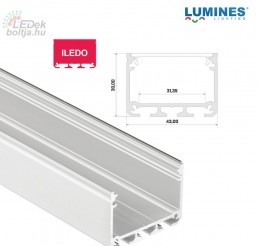 Led profil led szalagokhoz Széles Magas Fehér 2 méteres alumínium