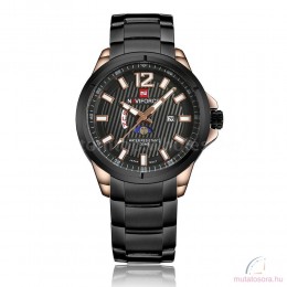 Naviforce 9084 fekete rosegold fémszíjas férfi karóra díszdobozban