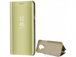GIGAPACK Mirror View Case álló műbőr tok Samsung Galaxy A6+ (2018) SM-A605F készülékhez, arany