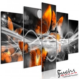 ArtGeist sp. z o o. Kép - Swarm of Butterflies (5 Parts) Wide Grey