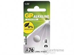 GP Alkáli gombelem, LR44 (A76), 110mAh, 1.5V, 1db/bliszter (B13762)